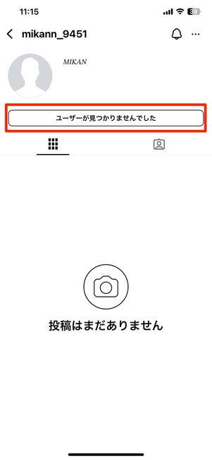 プロフィール画面の投稿などは非表示になる