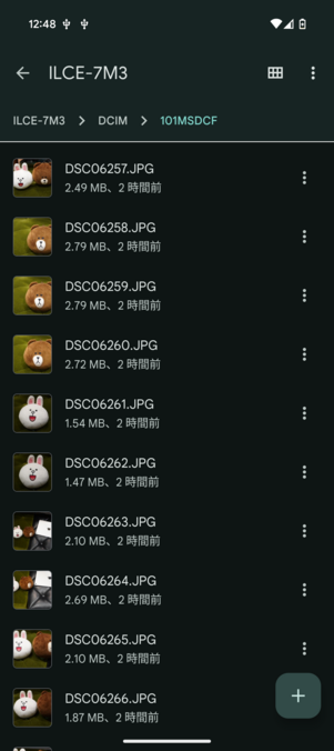 カメラで撮影した写真が表示される