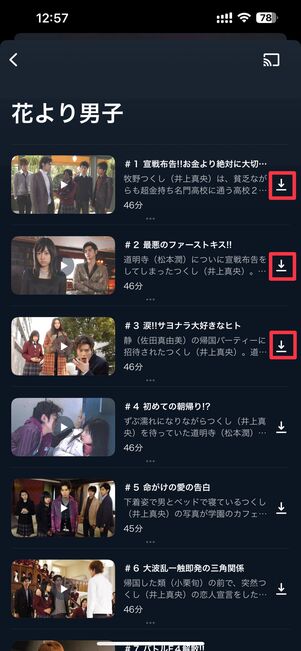 ダウンロードボタンを選択