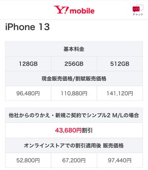 iPhone 13の割引価格