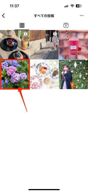 各コレクション内の投稿をタップすると、その投稿ページに遷移できる