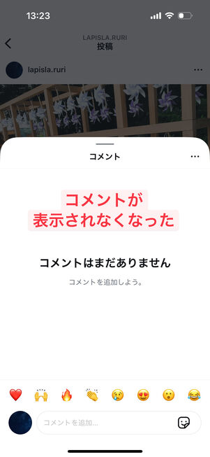 Instagramアプリ：報告したコメントが表示されなくなった
