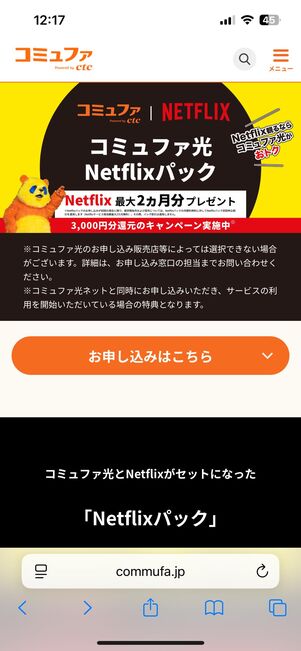 コミュファ光Netflixパック