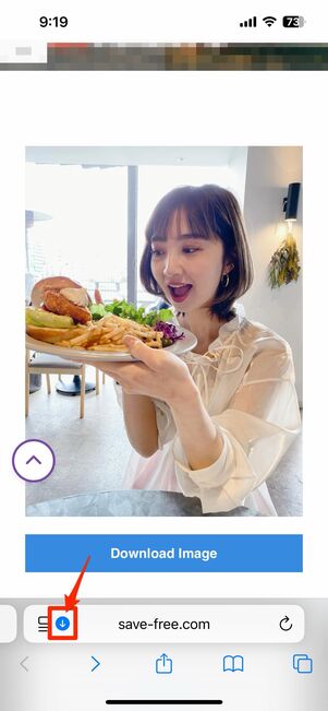 iPhoneの続きの手順。矢印マークからダウンロードする