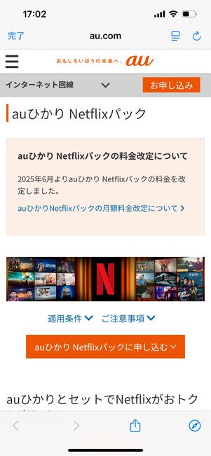 auひかり Netflixパック