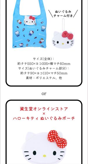 ハローキティ ぬいぐるみチャーム付きエコバッグ・ぬいぐるみポーチ
