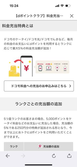 dポイント料金充当特典