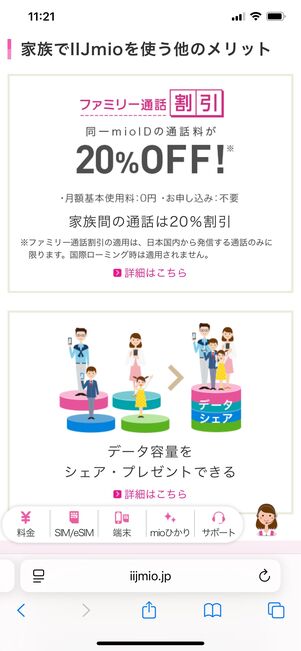 家族割のある格安SIM IIJmio