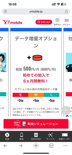 データ増量オプション