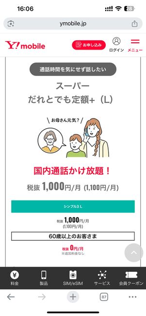 スーパーだれとでも定額+(L)