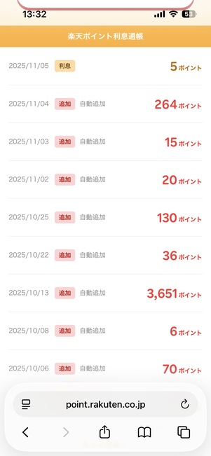 楽天ポイント利息通帳