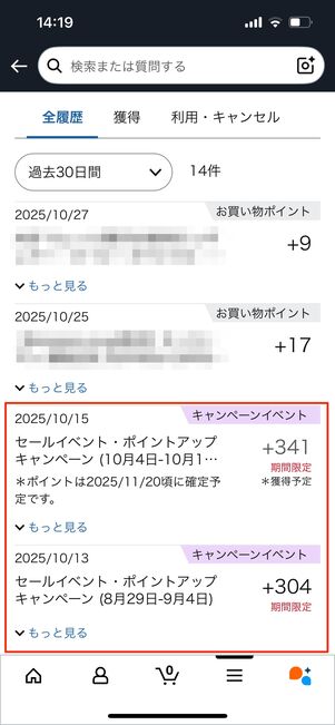 キャンペーンで付与されるポイント
