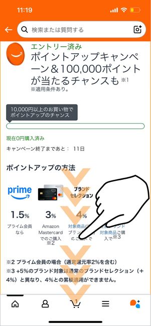 セールの特設ページを下にスクロールする