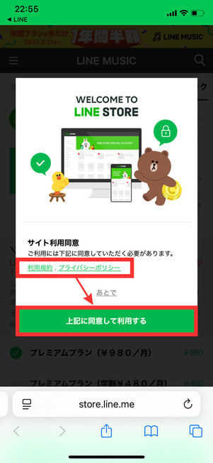 サイト利用同意画面