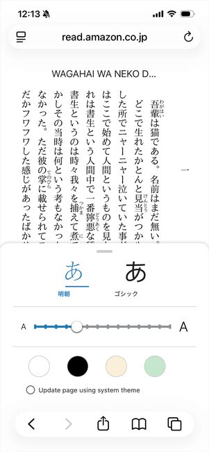 Kindle for Web　書籍　リーダー機能