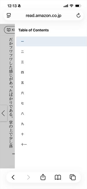 Kindle for Web　書籍　リーダー機能