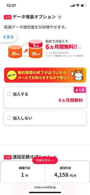 データ増量オプション