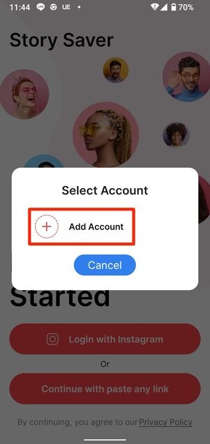 アプリを起動しインスタアカウントへログインする