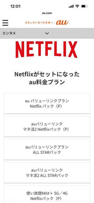 au　Netflix セットプラン