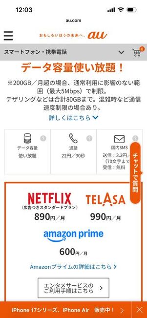 au　Netflix セットプラン