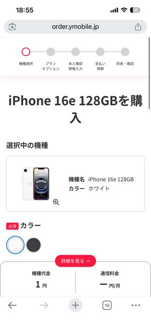 好きなカラーを選択する