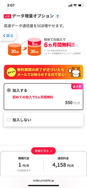 データ増量オプション