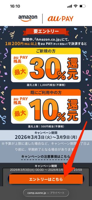 エントリー auPAY