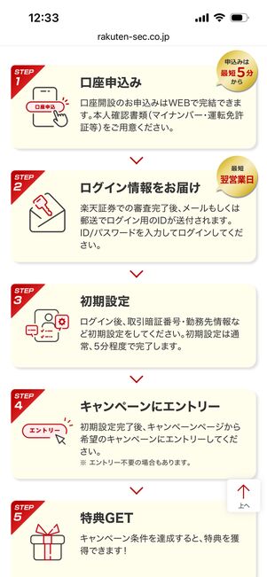 楽天証券　総合口座開設プログラム