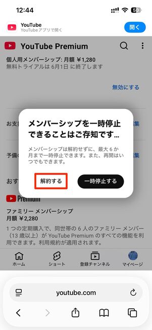 一時停止も選択できる