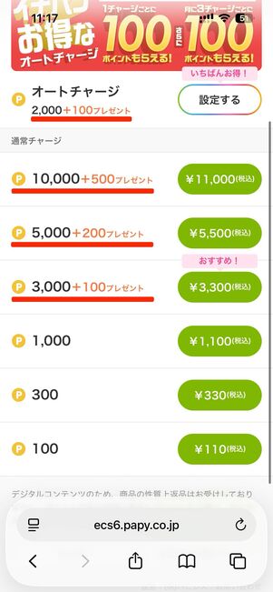3000ポイント以上購入でボーナスポイントプレゼント