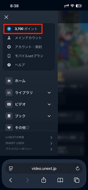 ポイントが追加されたことを確認
