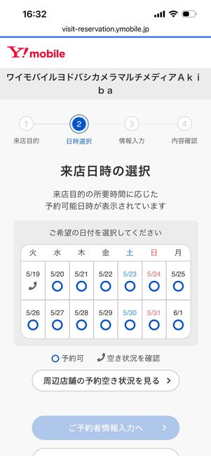 ワイモバイル　来店予約
