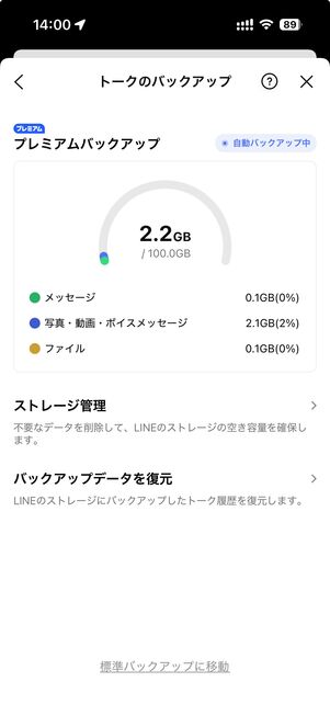 LINE プレミアムバックアップ