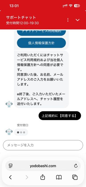 ヨドバシカメラ　問い合わせ　チャット