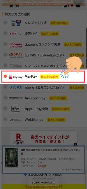ポイント購入する