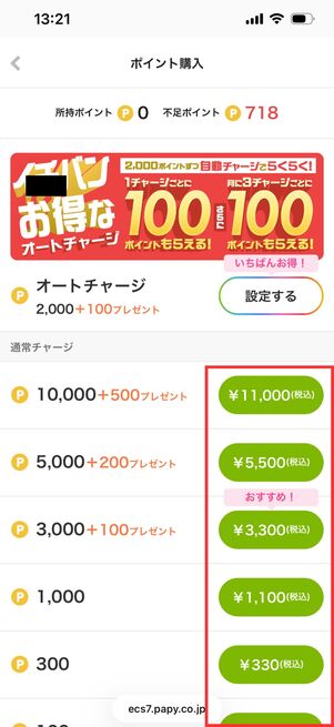 ポイント購入　PayPay