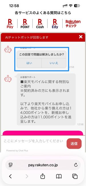 問題が解決しなくてもオペレーターには繋がらない