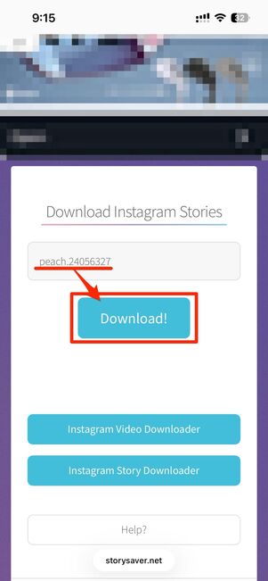 ユーザーネームを入力してDownload!をタップ