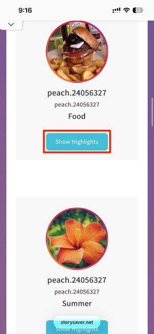 Show Highlightsをタップ
