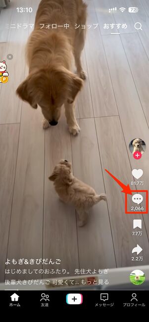 アプリ版TikTokではコメントの閲覧が可能
