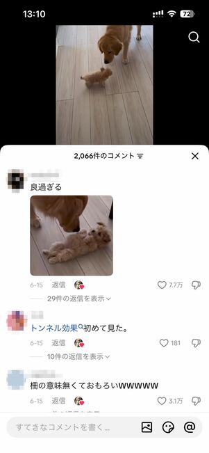 アプリ版TikTokではコメントの閲覧が可能