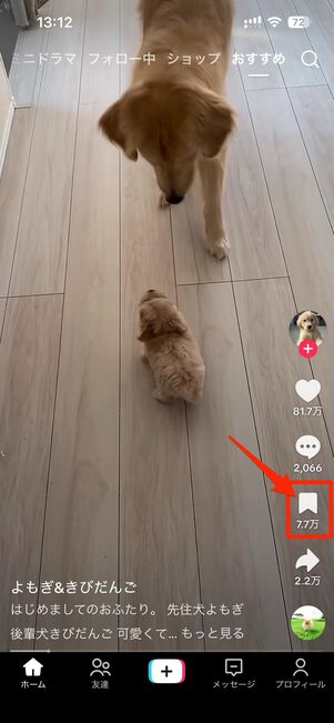 動画のブックマークへの保存はできない