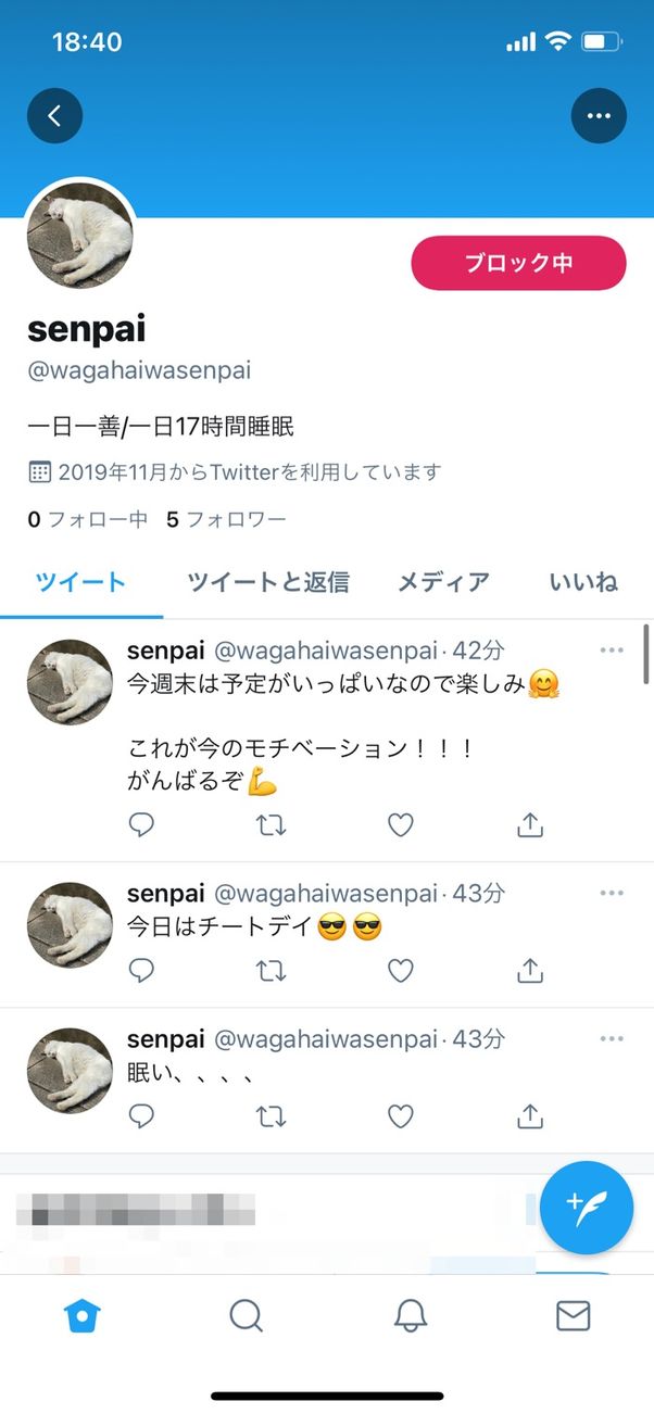 自分が相手をブロックしても閲覧できるプロフィール画面