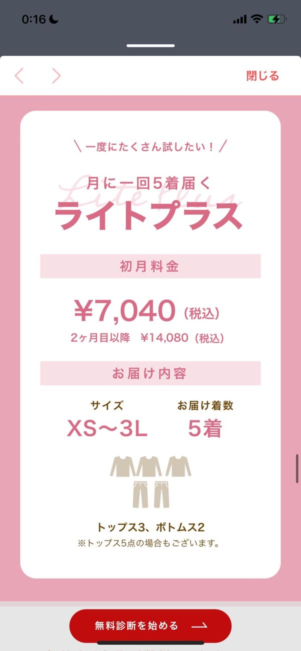エアークローゼットの料金プラン