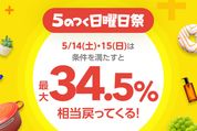 Yahoo!ショッピングとPayPayモールで最大34.5％還元　5/14・15に「5のつく日曜日祭」を開催