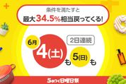 Yahoo!ショッピングとPayPayモールで最大34.5％還元　6/4・5に「5のつく日曜日祭」を開催