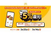 au PAY、マクドナルドのモバイルオーダーとデリバリーで5％還元キャンペーンを開催　2月22日から