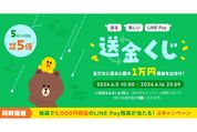 LINE Pay、友だちへの送金で最大1万円相当が当たる「送金くじ」を開催　6月16日まで