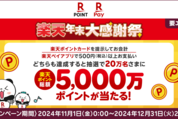 楽天ペイ、楽天ポイント最大10万ポイントが当たる「年末大感謝祭」開催　11月1日から